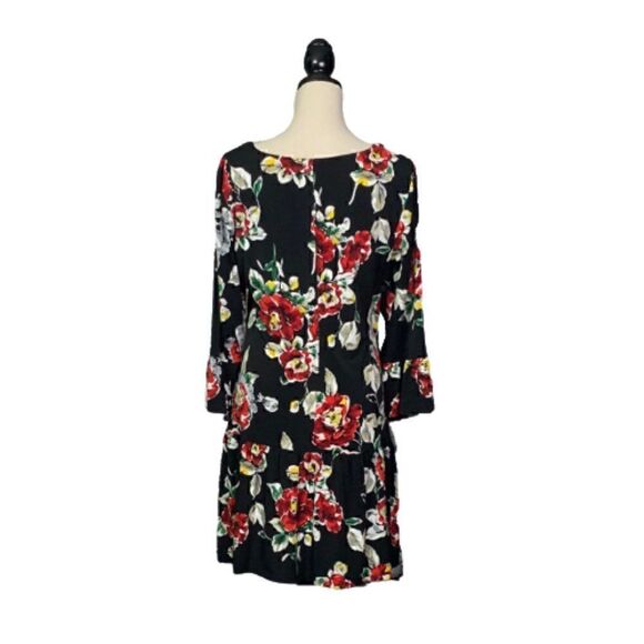 Black & Red Floral Bell Sleeve Dress Very Soft & Stretchy - Picture 2 of 4
